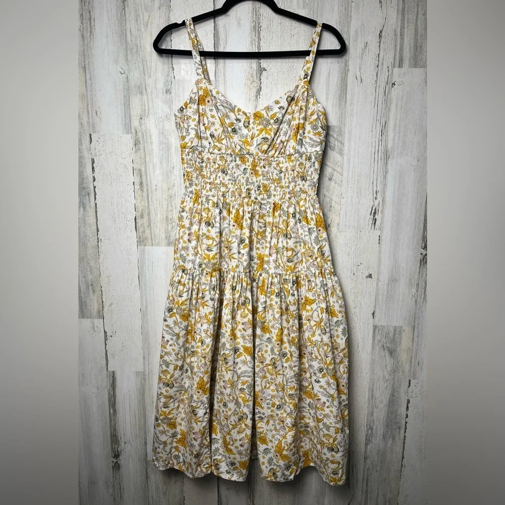 J CREW IVORY FLORAL FORD DRESS SZ 4